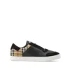 Burberry Black Sneakers With Suede Details And Check Motif In Leather Blend Man