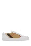 Burberry New Salmond Check Leather Sneakers In Neutral