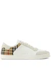 Burberry Men Stevie Leather And Check Canvas Sneakers