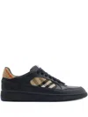 Burberry Indigo Blue Leather And Check Sneaker Terrace Men
