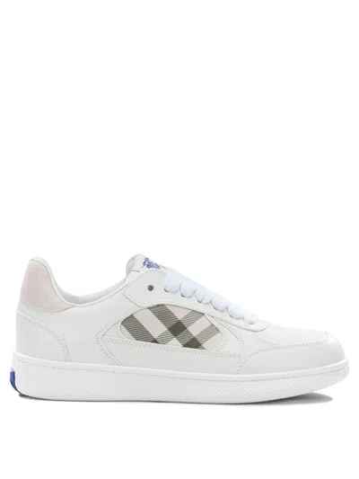 Burberry Check Pattern Sneakers Slip On Rubber Sole In White