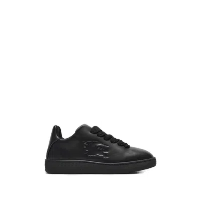 Burberry Ekd Logo-embossed Leather Sneakers In Black