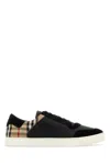 Burberry Black Sneakers With Suede Details And Check Motif In Leather Blend Man In Black
