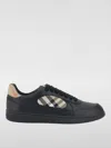 Burberry Indigo Blue Leather And Check Sneaker Terrace In Black