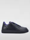 Burberry Leather Sneakers With Oversized Check Laces In Schwarz
