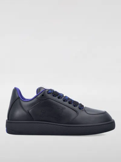 Burberry Leather Sneakers With Oversized Check Laces In Schwarz