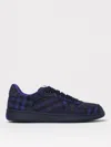 Burberry Plaid-pattern Sneakers With Textured Rubber Sole In Blue