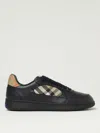 Burberry Indigo Blue Leather And Check Sneaker Terrace