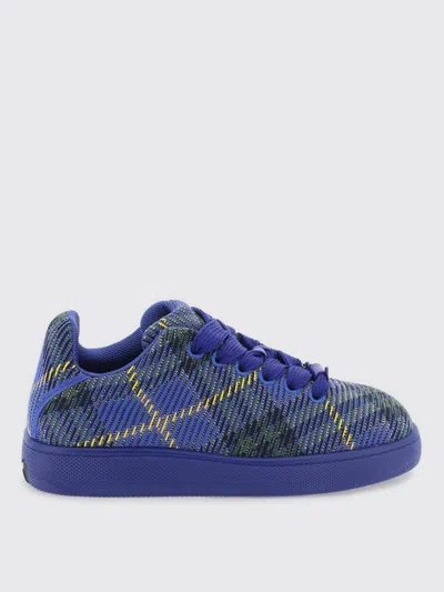 Burberry Checked Knitted Sneakers In Blue