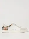 Burberry Men Stevie Leather And Check Canvas Sneakers In White