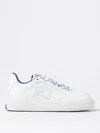 Burberry Calf Leather Sneakers With Contrasting Sole And Woven Laces In Weiss