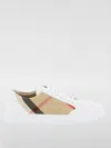 Burberry Leather Sneaker With House Check Motif In White