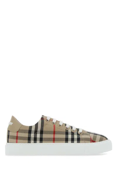 Burberry Vintage Check Canvas Sneaker In Beige