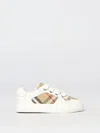 Burberry Leather & Cotton Strap Sneakers In Multi