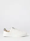 Burberry White Smooth Leather Set Sneakers With Check Insert In White