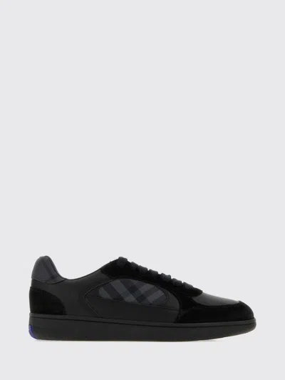 Burberry Leather Check Terrace Sneakers In Black