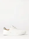 Burberry White Smooth Leather Set Sneakers With Check Insert In White