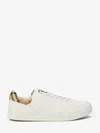 Burberry White Smooth Leather Set Sneakers With Check Insert In White