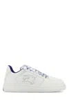 Burberry Calf Leather Sneakers With Contrasting Sole And Woven Laces In White