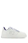 Burberry White Calf Leather Sneakers With Textured Tpu Sole In White