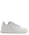 Burberry Calf Leather Sneakers With Contrasting Sole And Woven Laces In White