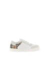 Burberry Men Stevie Leather And Check Canvas Sneakers In White