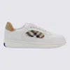 Burberry Men Low-top Leather Sneakers With Check Inserts In White