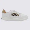 Burberry Low-top Leather Sneakers With Check Inserts In White