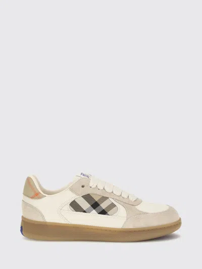 Burberry Contrasting Cuff Sneakers With Iconic Check Pattern In Neutral
