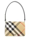 Burberry Multicolor Check Pattern Handbag With Adjustable Strap In Beige