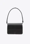 Burberry Womens Black Snip Logo-embellished Leather Shoulder Bag In Black