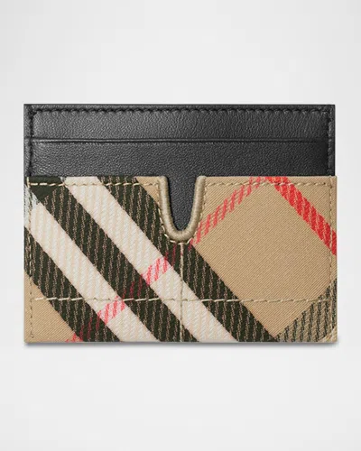 Burberry Snip Check Canvas Card Holder In Sand Ip Check