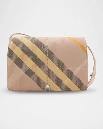 Burberry Snip Check Jacquard Flap Shoulder Bag In Teacup