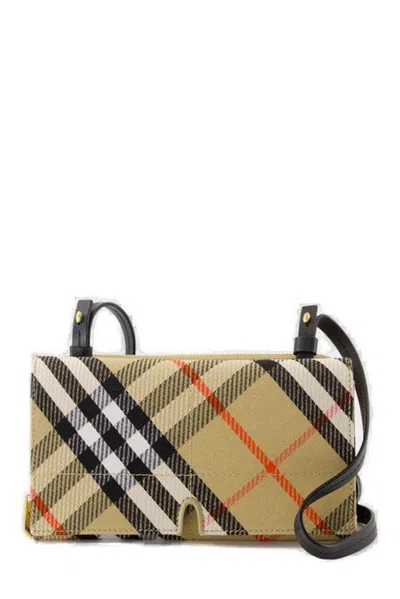 Burberry Snip Checked Foldover-top Pouch In Sand