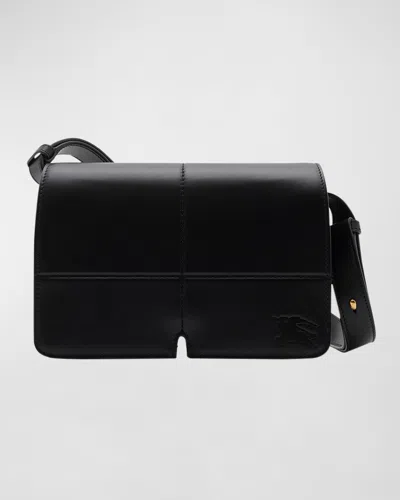 Burberry Snip Flap Leather Shoulder Bag In Black