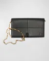 Burberry Snip Flap Leather Wallet On Chain In Black