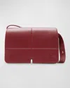 Burberry Snip Geometric Leather Shoulder Bag In Ruby