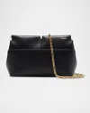 Burberry Snip Leather Clutch Bag With Chain Strap In Black