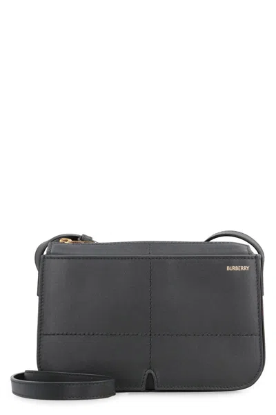 Burberry Snip Leather Crossbody Bag In Gray