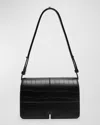 Burberry Snip Leather Flap Shoulder Bag In Black