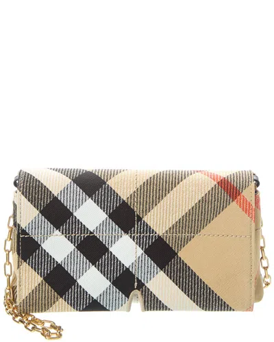 Burberry Snip Mini Canvas Wallet On Chain In Brown