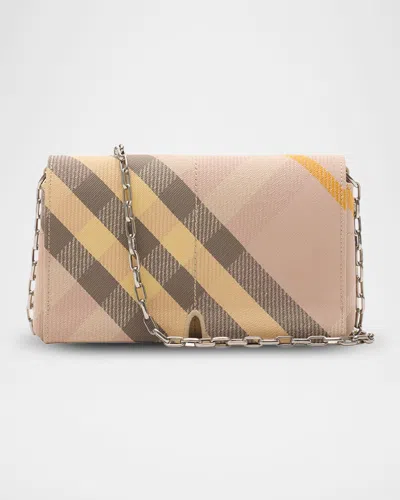 Burberry Snip Mini Check Jacquard Shoulder Bag In Teacup