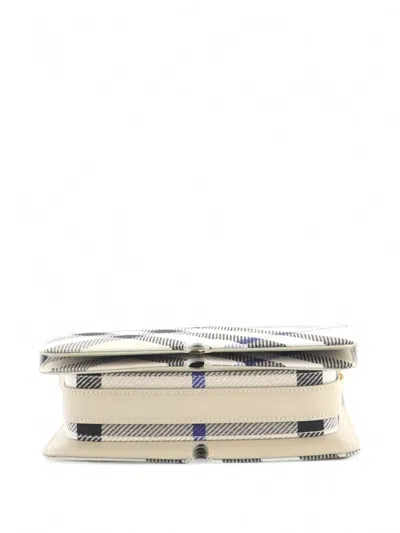 Pre-owned Burberry Snip Shoulder Bag Check Jacquard With Leather Crossbody Bag In Grey