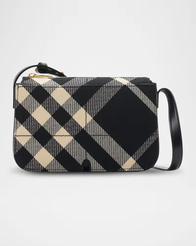 Burberry Snip Small Check Crossbody Bag In Black