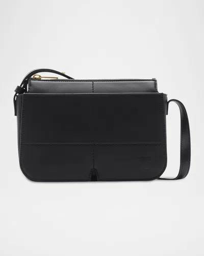 Burberry Snip Zip Leather Crossbody Bag In Black