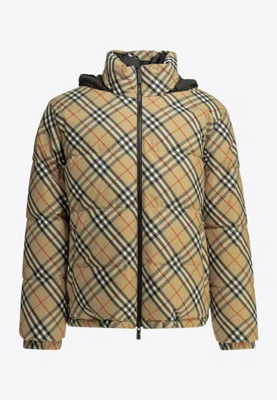 Burberry Snowdon Check Reversible Down Jacket In Multi