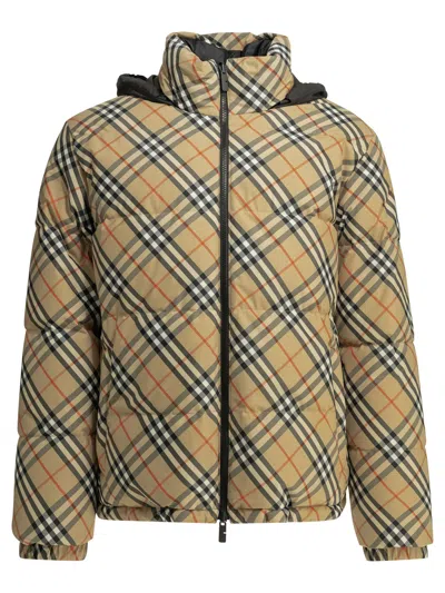 Burberry Snowdon Check Reversible Down Jacket In Multi