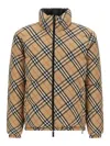 Burberry Beige Check Nylon Reversible Down Puffer Jacket In Multi