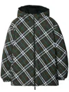 Burberry Multicolorreversible Down Jacket With All-over Check Motiv In Tech Fabric Man In Brown