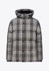 Burberry Hooded Down Jacket Quilted Design In Multi